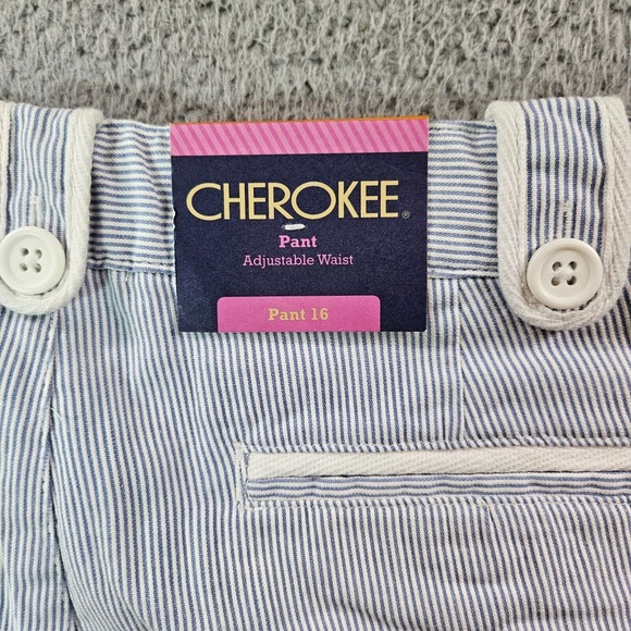 NWT Cherokee Pants Women Size 16 30x30 Adjustable Waist Blue White Striped - Picture 10 of 15